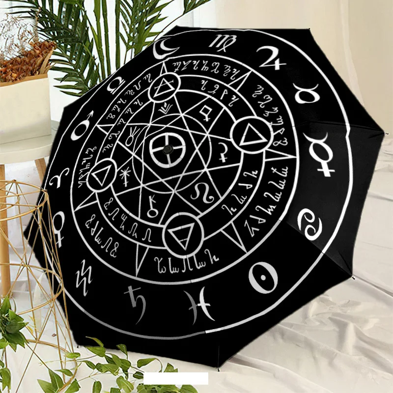 Automatic Open/Close Umbrella with One-Touch Button - Gothic Occult Tarot Design (Pentagram/Male/Female Symbols) - 8-Rib Windp
Automatic Open/Close Umbrella with One-Touch Button - Gothic Occult Tarot Design (Pentagram/Male/Female Symbols) - 8-Rib Windp