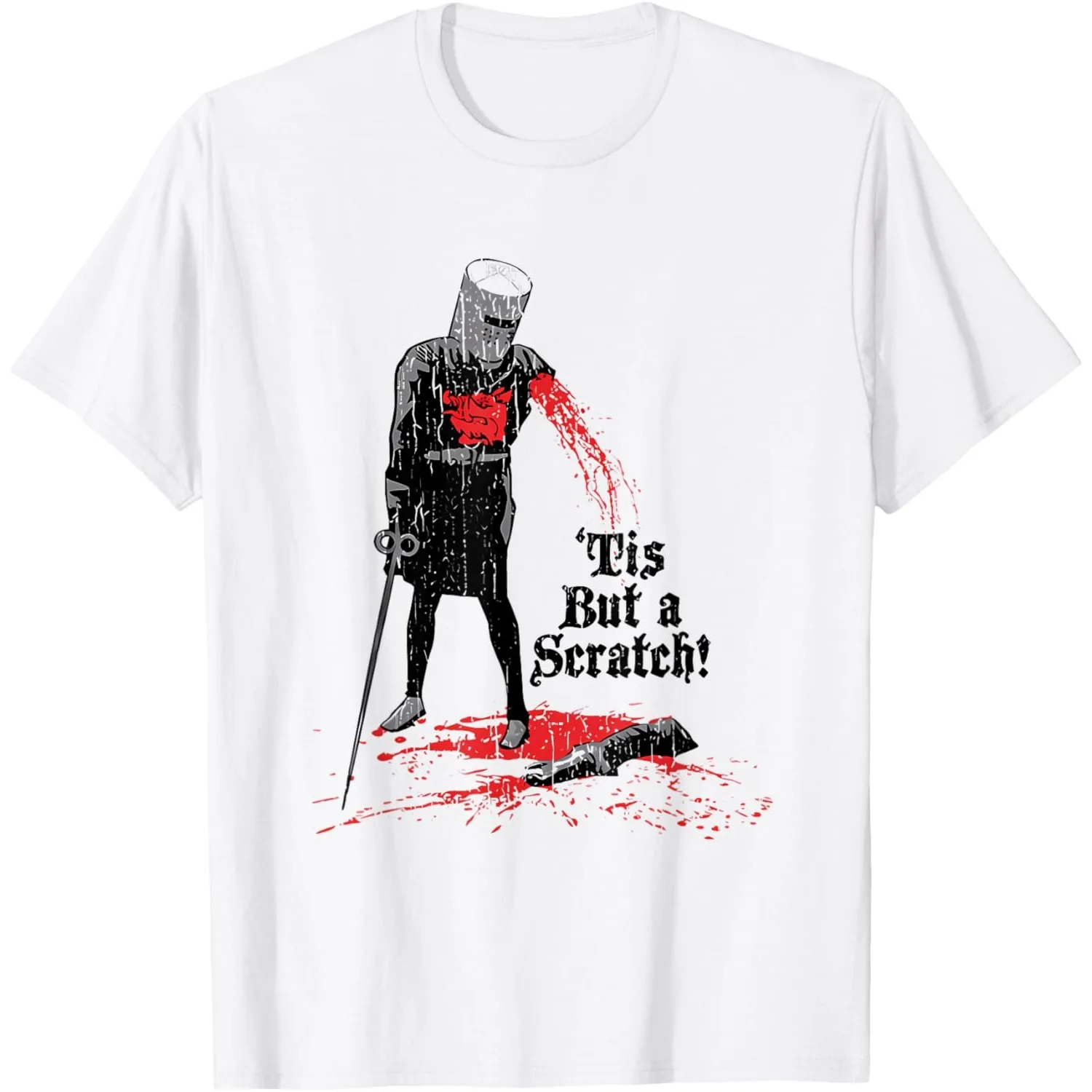 Tis But A Scratch Knight Warrior Graphic Tee Funny Meme Cotton Crew Neck T-Shirt
Tis But A Scratch Knight Warrior Graphic Tee Funny Meme Cotton Crew Neck T-Shirt