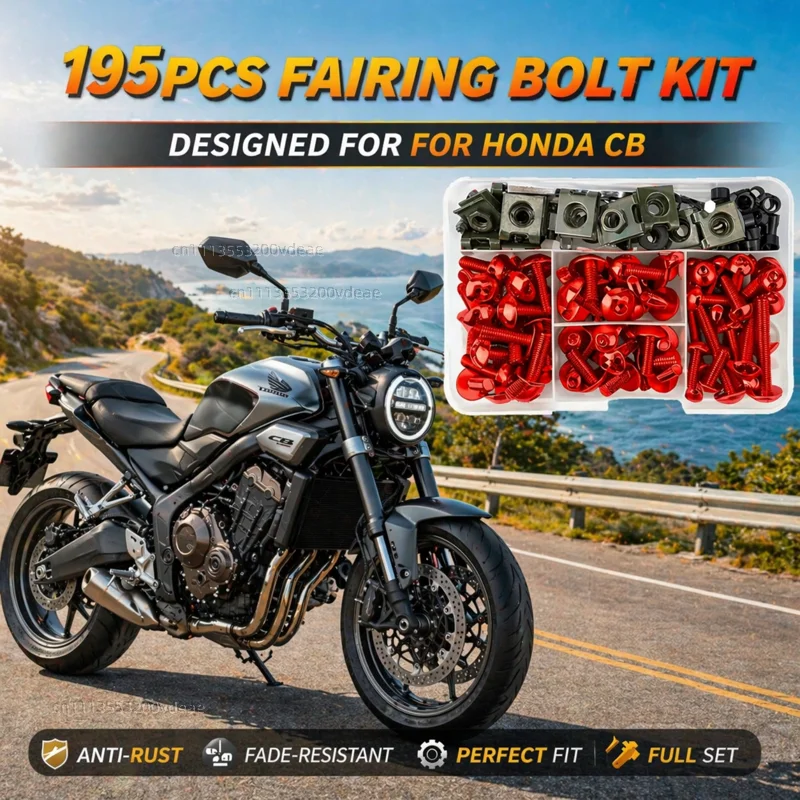 195Pcs Motorcycle Fairing Bolt Screws Kit Nut Clips For Honda CB 599 600F CB 400 500 CB919 CB 125 R CB 190R 250R CB1000R CNC
195Pcs Motorcycle Fairing Bolt Screws Kit Nut Clips For Honda CB 599 600F CB 400 500 CB919 CB 125 R CB 190R 250R CB1000R CNC
