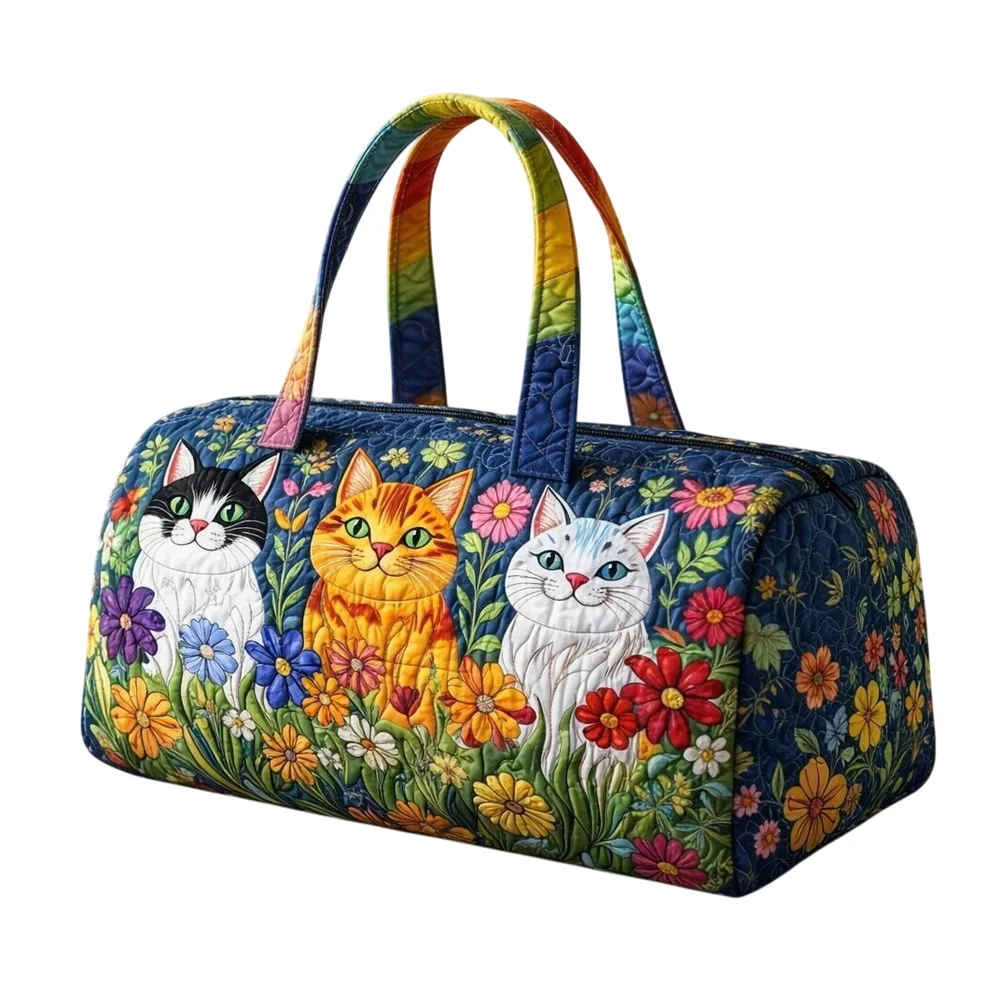 Colorful Cats Floral Quilted Weekender Bag Large Travel Duffel with Zipper Lightweight Overnight Carry On for Gym Vacation Daily
Colorful Cats Floral Quilted Weekender Bag Large Travel Duffel with Zipper Lightweight Overnight Carry On for Gym Vacation Daily