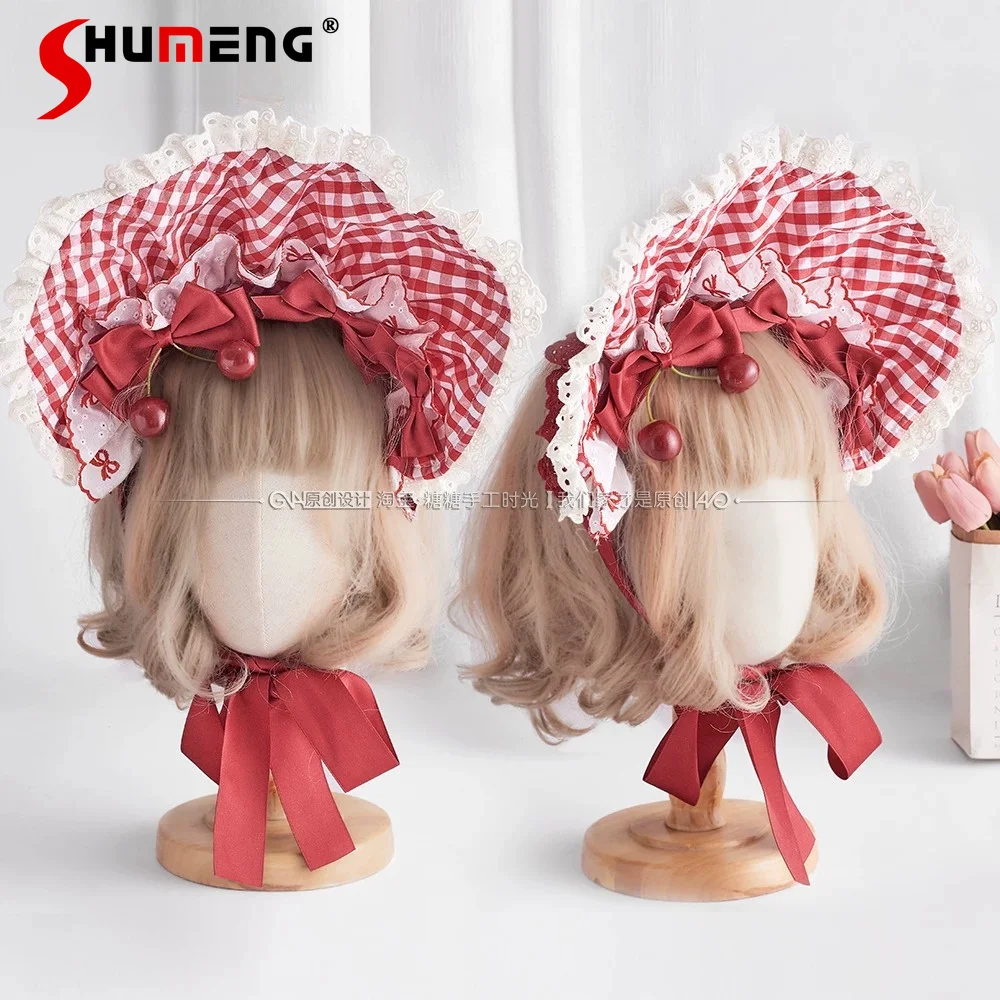 Original Japanese Style Handmade Lolita Hair Accessories Headwear Lace Splicing Bow Red Plaid Sweet Elegant Girl's Bonnet BNT
Original Japanese Style Handmade Lolita Hair Accessories Headwear Lace Splicing Bow Red Plaid Sweet Elegant Girl's Bonnet BNT
