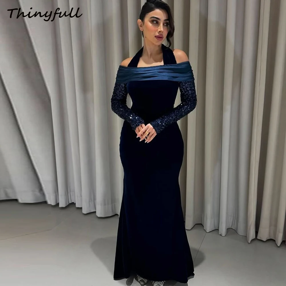 Thinyfull Mermaid Velvet Arab Prom Dresses Long Sleeves Sequines Long Evening Party Dress Dubai Formal Occasion Gowns Customized
Thinyfull Mermaid Velvet Arab Prom Dresses Long Sleeves Sequines Long Evening Party Dress Dubai Formal Occasion Gowns Customized