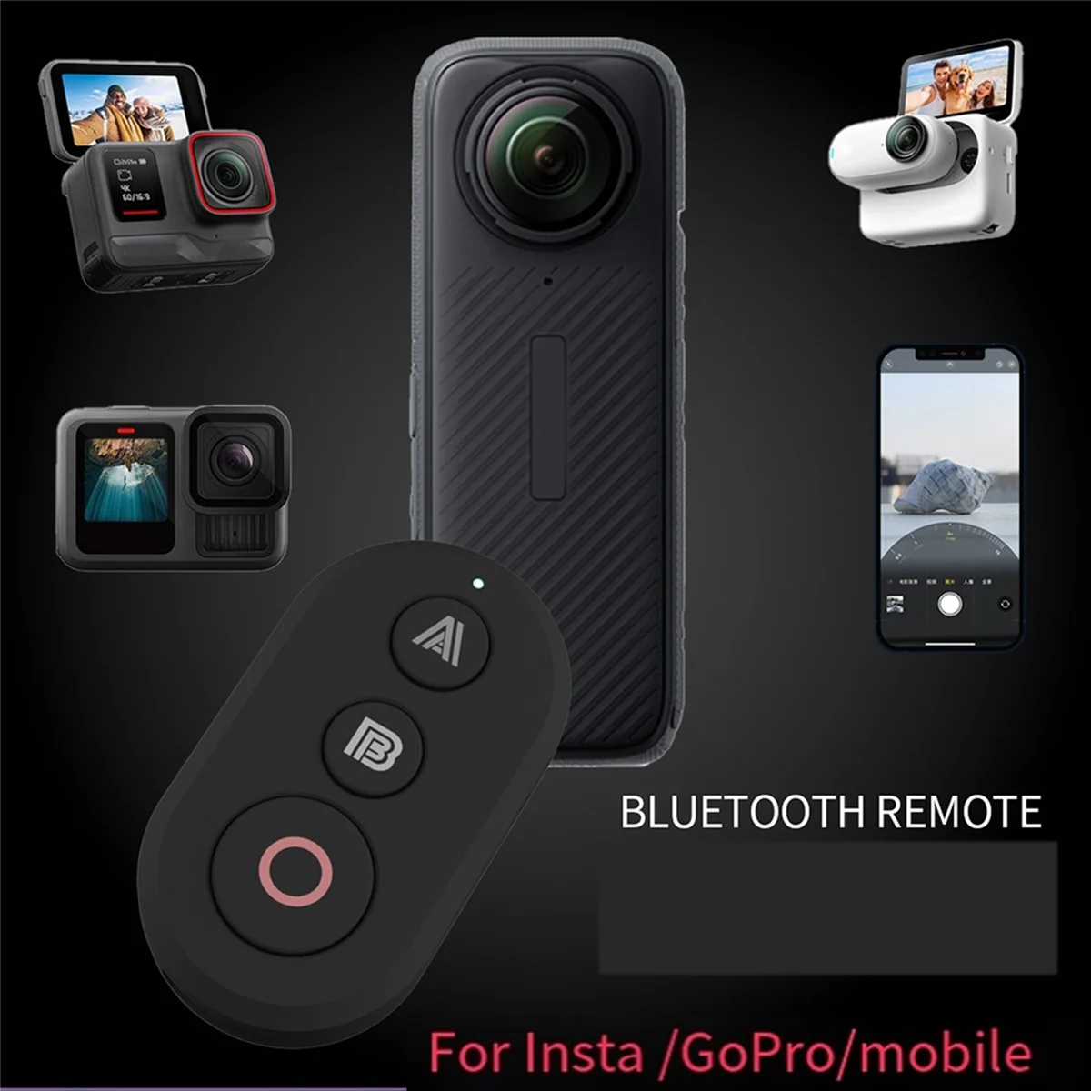ABLG Wireless Remote Control W Wrist Strap for X2/X3/X4/Go3/S/ Pro/ 13-8 Series Action Camera
ABLG Wireless Remote Control W Wrist Strap for X2/X3/X4/Go3/S/ Pro/ 13-8 Series Action Camera