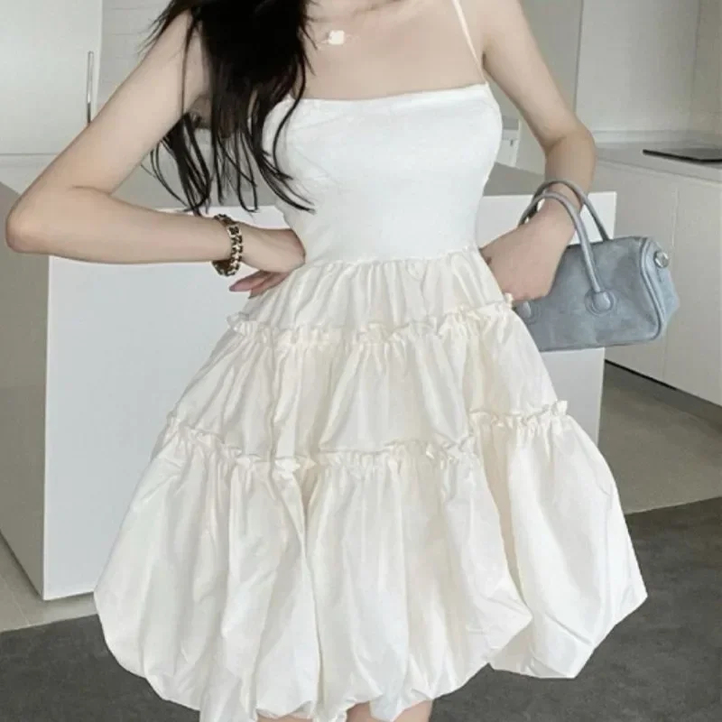 Sweet Spaghetti Strap White Dress Female 2025 Summer Korean A Line Fluffy Mini Dress Women Sleeveless Party Mini Dresses Платье
Sweet Spaghetti Strap White Dress Female 2025 Summer Korean A Line Fluffy Mini Dress Women Sleeveless Party Mini Dresses Платье