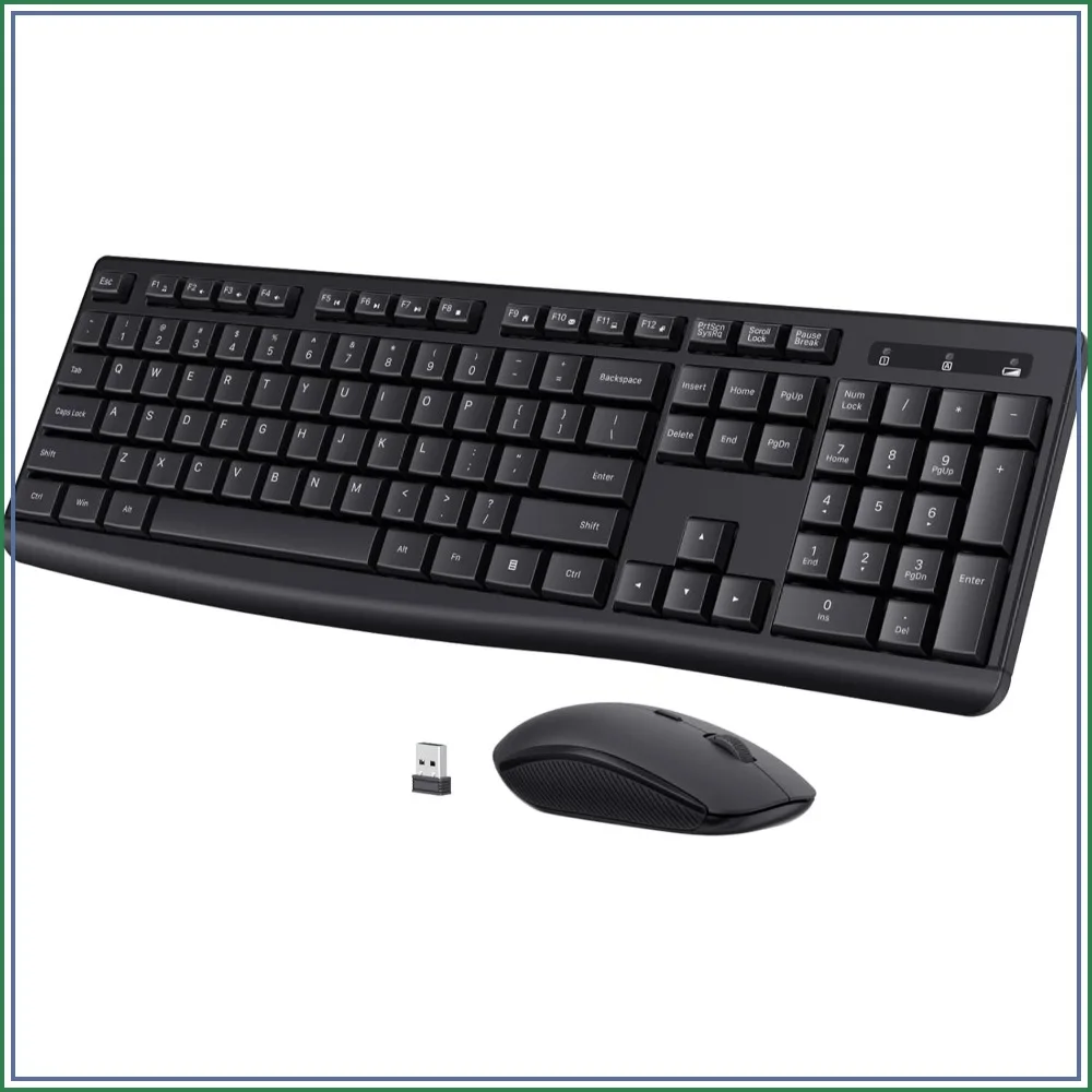 Wireless Keyboard and Mouse Combo, 2.4G USB, 3 DPI Levels, Slim Ergonomic, Plug & Play for PC/Laptop