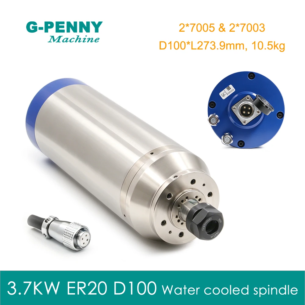 G-Penny 3.7KW Waterproof Water Cooled Spindle Motor ER20 D100 220V/380V 400HZ 24000RPM for CNC Machine Tool
G-Penny 3.7KW Waterproof Water Cooled Spindle Motor ER20 D100 220V/380V 400HZ 24000RPM for CNC Machine Tool