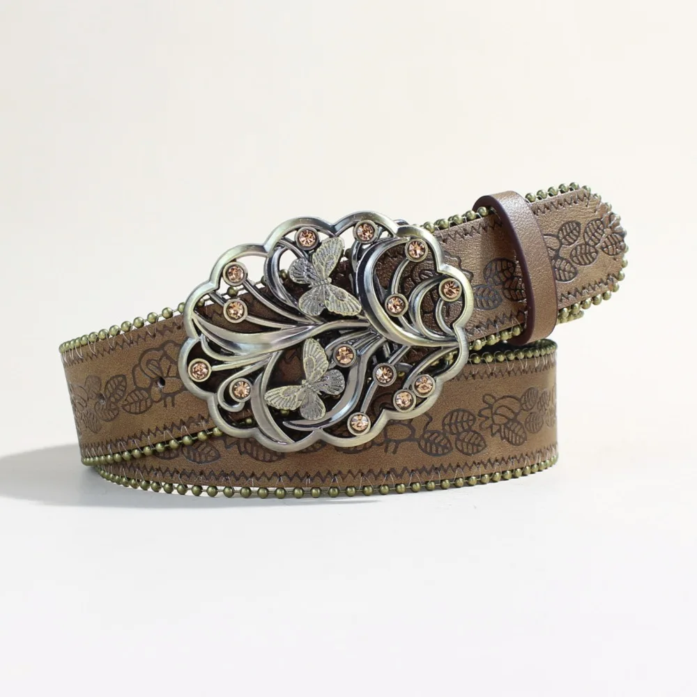 Vintage Western Rhinestone Buckle PU Belt Studded Engraved Waist Strap for Jeans Cowgirl Boho Fashion Accessory
Vintage Western Rhinestone Buckle PU Belt Studded Engraved Waist Strap for Jeans Cowgirl Boho Fashion Accessory