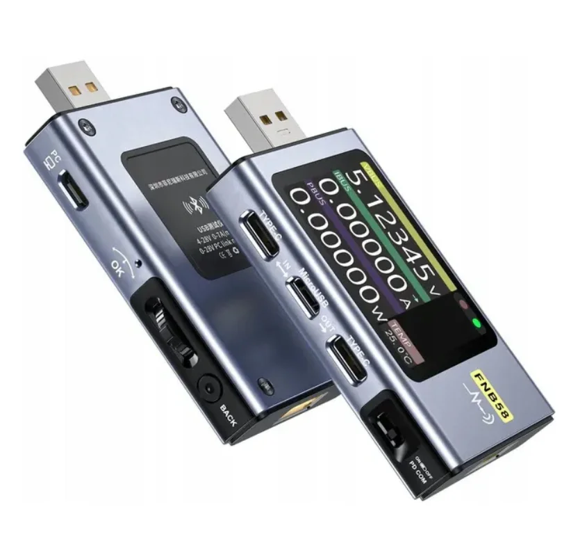 FNB58 Tester Voltmeter Ammeter USB Test Meter Type-C Fast Charge Protocol Power PD Trigger Detection
FNB58 Tester Voltmeter Ammeter USB Test Meter Type-C Fast Charge Protocol Power PD Trigger Detection