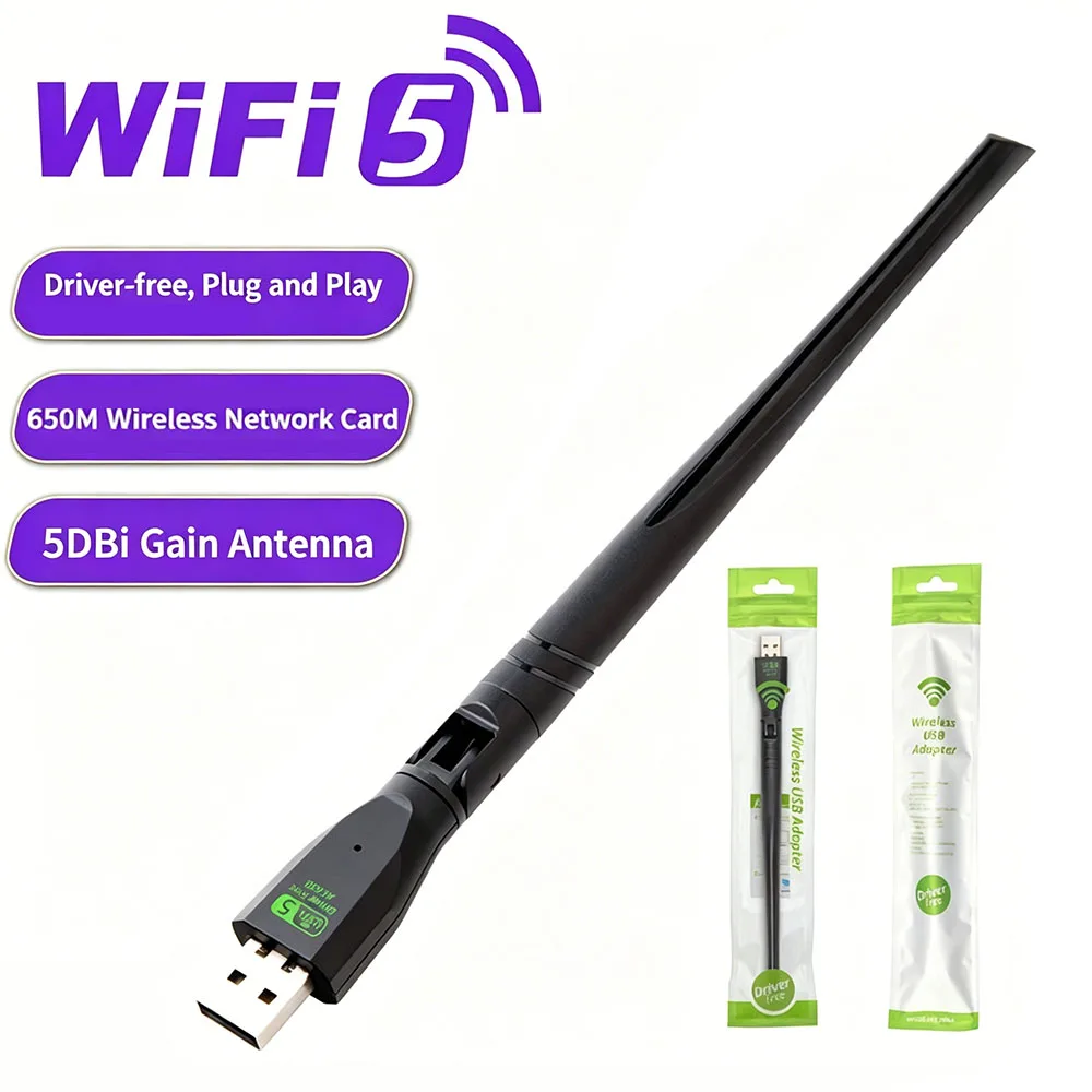 650Mbps WiFi5 AC650 USB Adapter Realtek 8811CU Dual Band 2.4G 5GHz Driver Free Wireless Network Card For Win7/10/11 PC Laptop
650Mbps WiFi5 AC650 USB Adapter Realtek 8811CU Dual Band 2.4G 5GHz Driver Free Wireless Network Card For Win7/10/11 PC Laptop