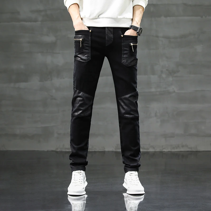 New 2025 Spring Punk Style Fashion Slim Fit Pu Leather Pants Men Patchwork Streetwear Skinny Jeans Men Hip Hop Pencil Pants Men
New 2025 Spring Punk Style Fashion Slim Fit Pu Leather Pants Men Patchwork Streetwear Skinny Jeans Men Hip Hop Pencil Pants Men