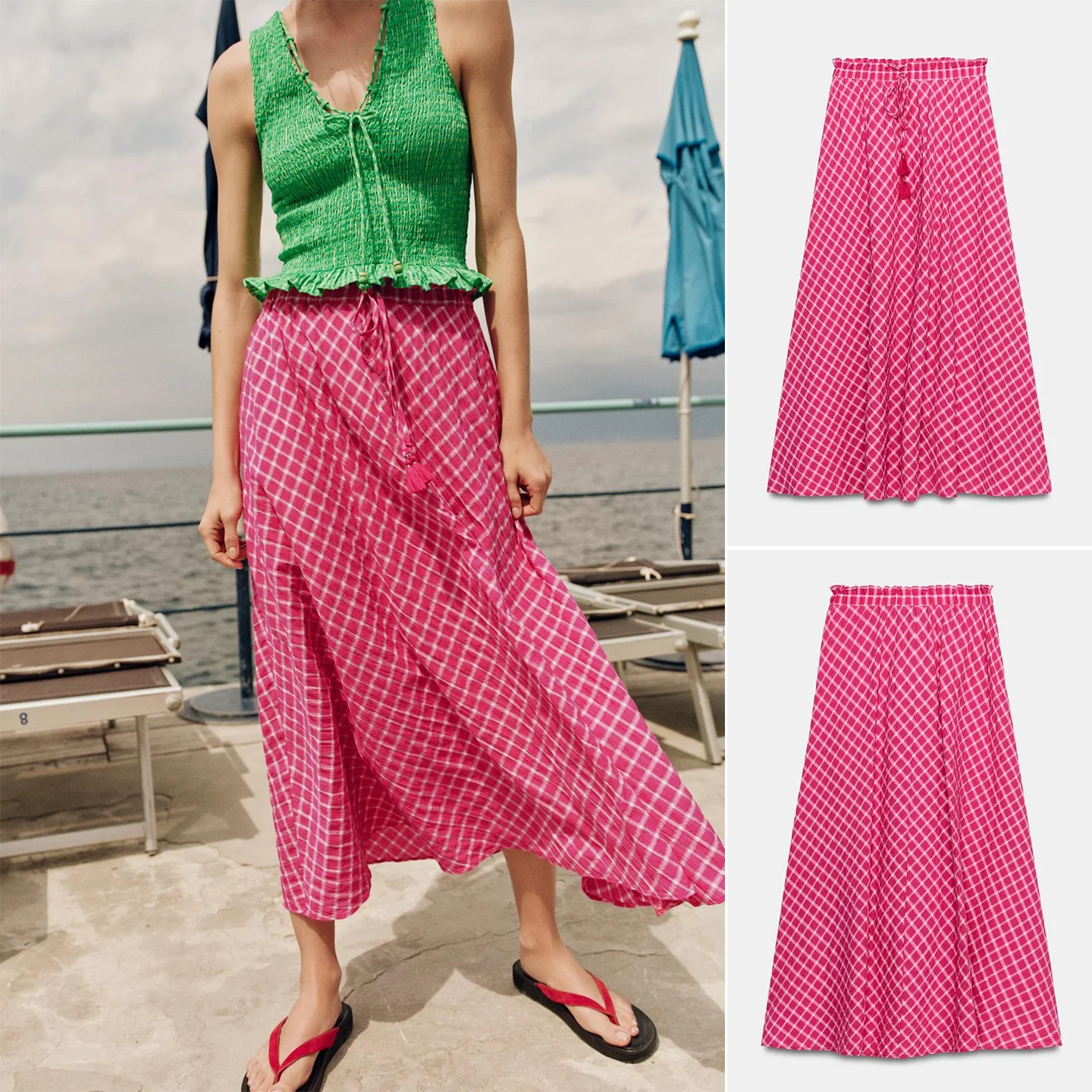 Summer New Women's Plaid Print A-Line Skirt Elastic Waist Knot Half-length Polyester Fiber Mid-waist Design
Summer New Women's Plaid Print A-Line Skirt Elastic Waist Knot Half-length Polyester Fiber Mid-waist Design