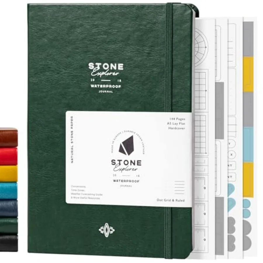 Journal Explorer Notebook A5 Waterproof Paper Field Journal, Vegan Leather Hardcover, 144 Pages Alternating Ruled and Dot Grid,
Journal Explorer Notebook A5 Waterproof Paper Field Journal, Vegan Leather Hardcover, 144 Pages Alternating Ruled and Dot Grid,