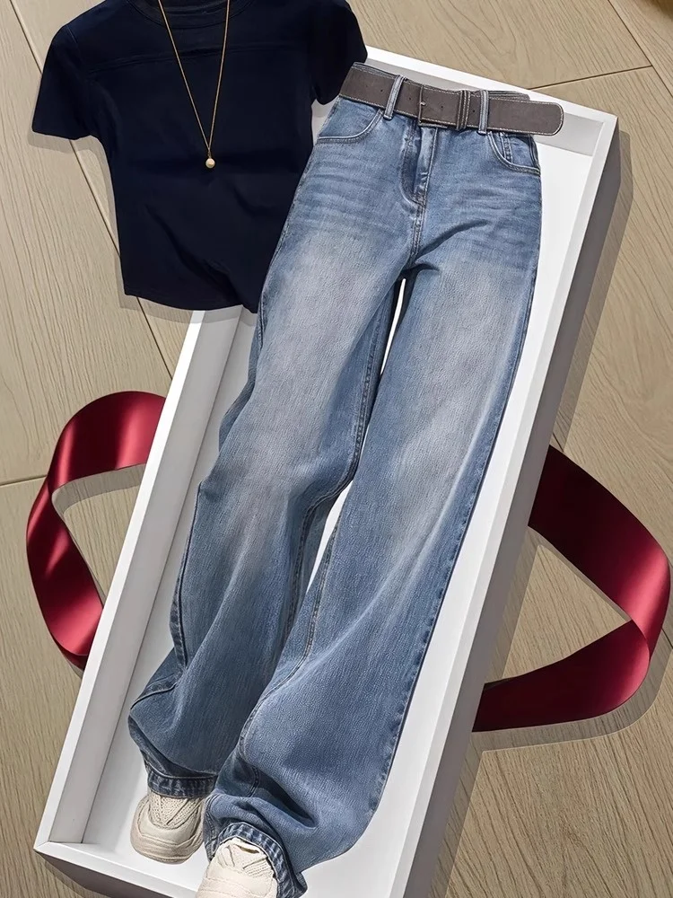 High Waist Wide Leg Straight Cut Denim Jeans Women's Autumn plus Size Pear ape Body Loose Fit Slimming Floor Length Pants
High Waist Wide Leg Straight Cut Denim Jeans Women's Autumn plus Size Pear ape Body Loose Fit Slimming Floor Length Pants