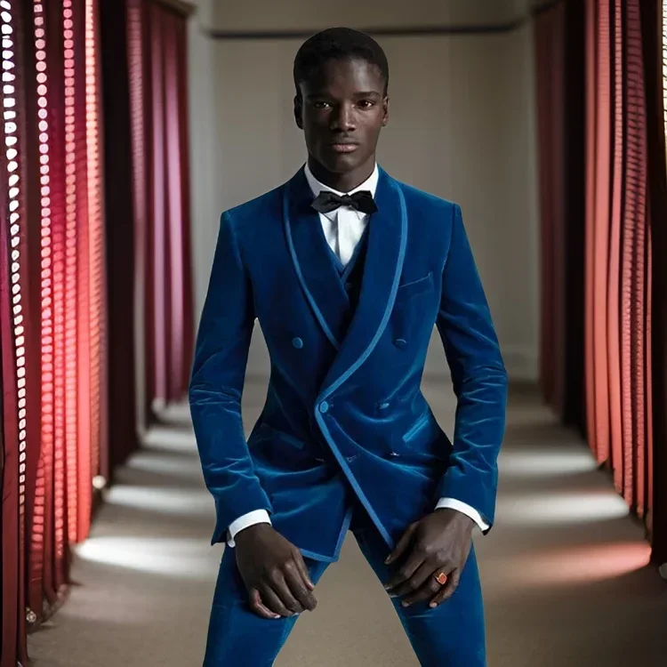 Formal Suits For Men Double Breasted 3 Pcs Groom Wedding Tuxedo Slim Fit African Fashion Velvet Smoking Prom Costume
Formal Suits For Men Double Breasted 3 Pcs Groom Wedding Tuxedo Slim Fit African Fashion Velvet Smoking Prom Costume
