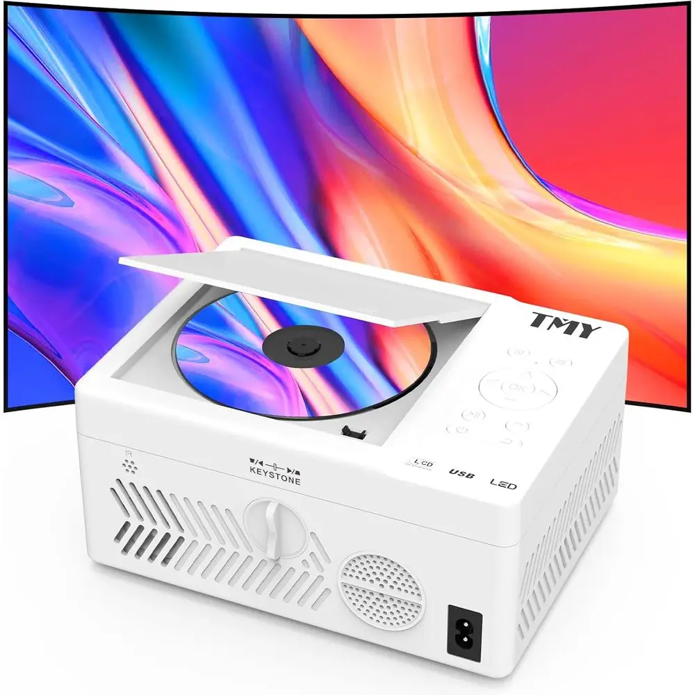 1080P Portable Mini Projector with Built-in DVD Player, Compatible for Smart TV/PC/HDMI/USB Devices, Ideal for Outdoor Movies (W
1080P Portable Mini Projector with Built-in DVD Player, Compatible for Smart TV/PC/HDMI/USB Devices, Ideal for Outdoor Movies (W