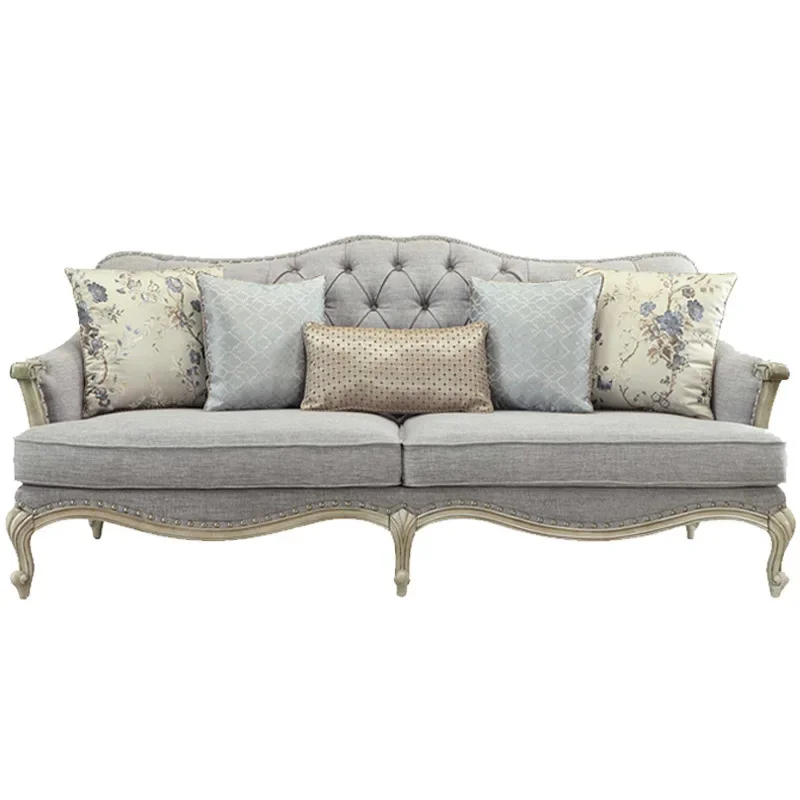 American fabric sofa solid wood sofa villa living room modern French retro engraved single triple
American fabric sofa solid wood sofa villa living room modern French retro engraved single triple