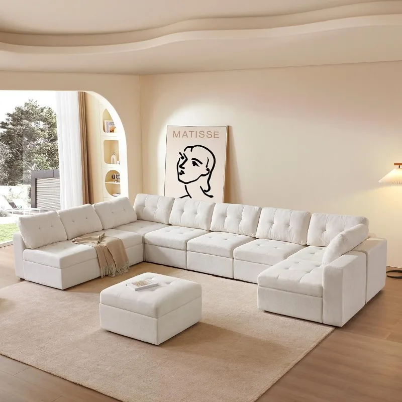 Modular Sectional Couch, Convertible U Shaped Sofa with Storage, 9 Seater Sofa Modular with Ottomans and Reversible Cha
Modular Sectional Couch, Convertible U Shaped Sofa with Storage, 9 Seater Sofa Modular with Ottomans and Reversible Cha