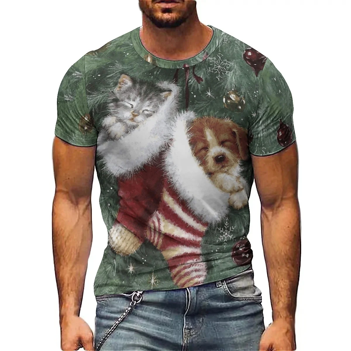 Men's 3D Printed Short Sleeve T-Shirt - Winter Loungewear & Outdoor Sports, All-Over Print
Men's 3D Printed Short Sleeve T-Shirt - Winter Loungewear & Outdoor Sports, All-Over Print