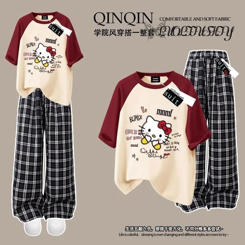 Sanrio Women's Sleepwear Summer Korean Version Loose Short Sleeved Casual Wide Leg Pants Katie Cat Home Suit Set
Sanrio Women's Sleepwear Summer Korean Version Loose Short Sleeved Casual Wide Leg Pants Katie Cat Home Suit Set