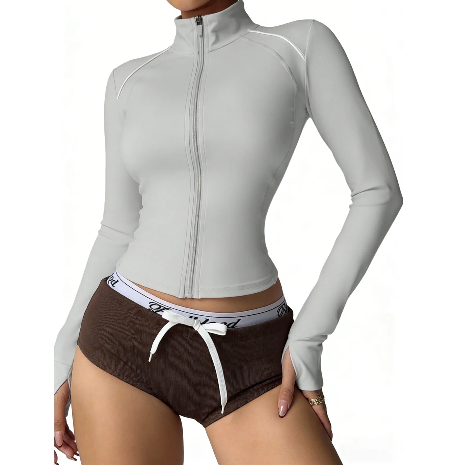 Women's Workout Jacket Stand Collar Long Sleeves Thumbholes Zip Up Athletic Slim Fit Tops Gym Yoga Running Outerwear Sportswear
Women's Workout Jacket Stand Collar Long Sleeves Thumbholes Zip Up Athletic Slim Fit Tops Gym Yoga Running Outerwear Sportswear