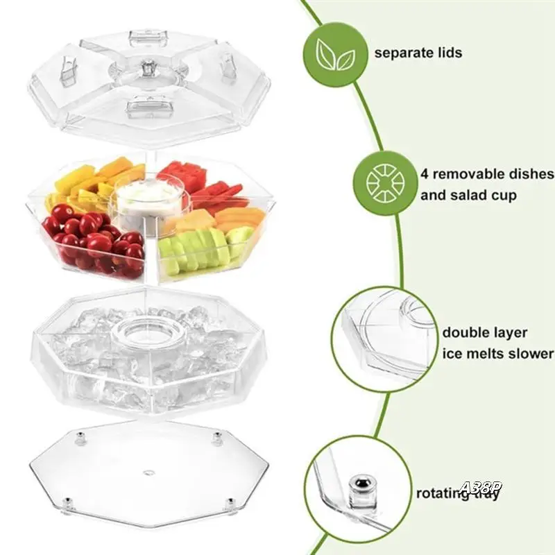 Rotating Chilled Serving Tray Ice Serving Bowl With Lid For Fruit, Vegetable, Appetizer, Shrimp
Rotating Chilled Serving Tray Ice Serving Bowl With Lid For Fruit, Vegetable, Appetizer, Shrimp