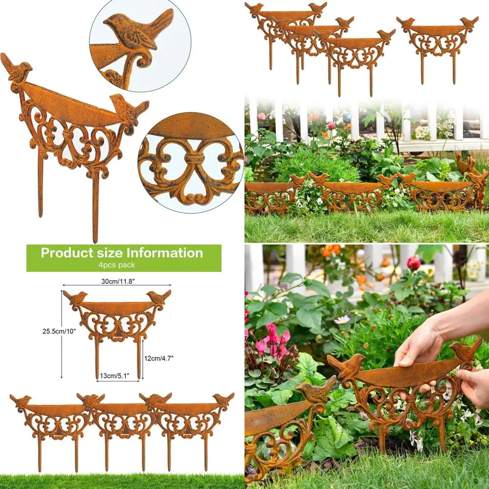 Rustic Brown Cast Iron Garden Border, 4-Pack, 9.9 Tall, Outdoor Flower Bed Fence Panels
Rustic Brown Cast Iron Garden Border, 4-Pack, 9.9 Tall, Outdoor Flower Bed Fence Panels