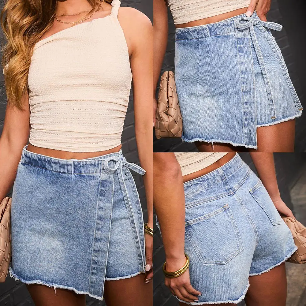 2026 Spring Summer New Women Fashion Slim Fit Retro Washed Side Tie Irregular Frayed Denim Skirt Pants
2026 Spring Summer New Women Fashion Slim Fit Retro Washed Side Tie Irregular Frayed Denim Skirt Pants