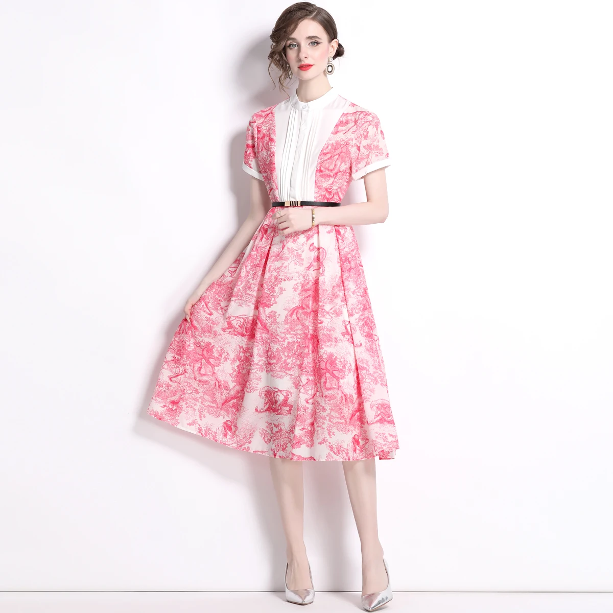 Runway 2024 Vintage Print Dress Summer Designer Women Short Sleeve Casual Shirt Dresses with Belt Female Clothes Holiday Vestido
Runway 2024 Vintage Print Dress Summer Designer Women Short Sleeve Casual Shirt Dresses with Belt Female Clothes Holiday Vestido