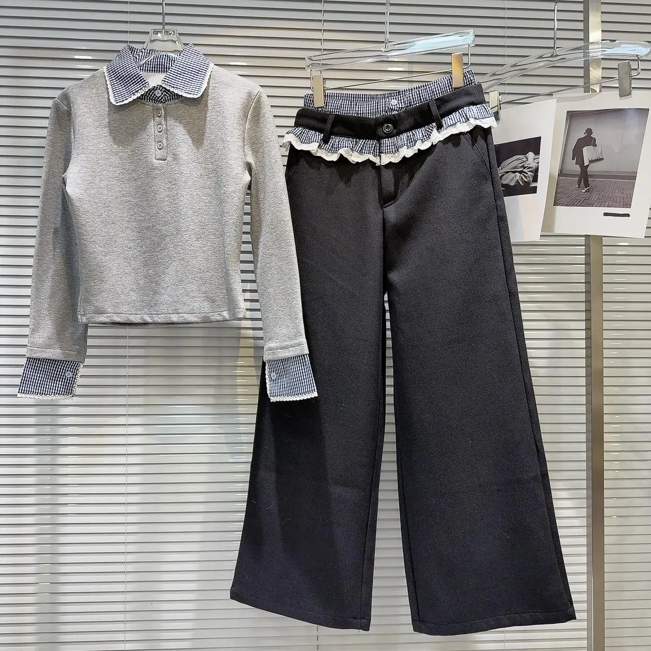 Spring 2026 Women's Plaid Collared Long Sleeve T-Shirt And Woolen Casual Pants Set American Style Fashionable Two-Piece Suit
Spring 2026 Women's Plaid Collared Long Sleeve T-Shirt And Woolen Casual Pants Set American Style Fashionable Two-Piece Suit
