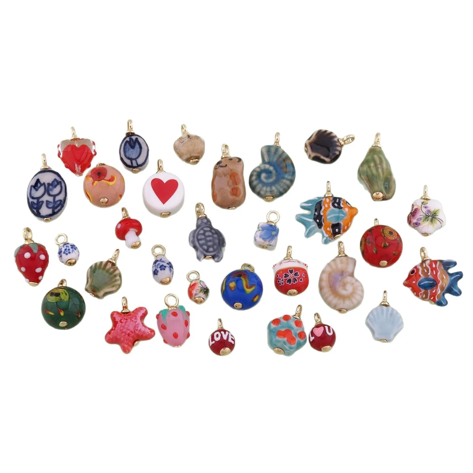 18K gold-plated vibrant and cute handmade ceramic pendant is perfect for DIY jewelry making
18K gold-plated vibrant and cute handmade ceramic pendant is perfect for DIY jewelry making