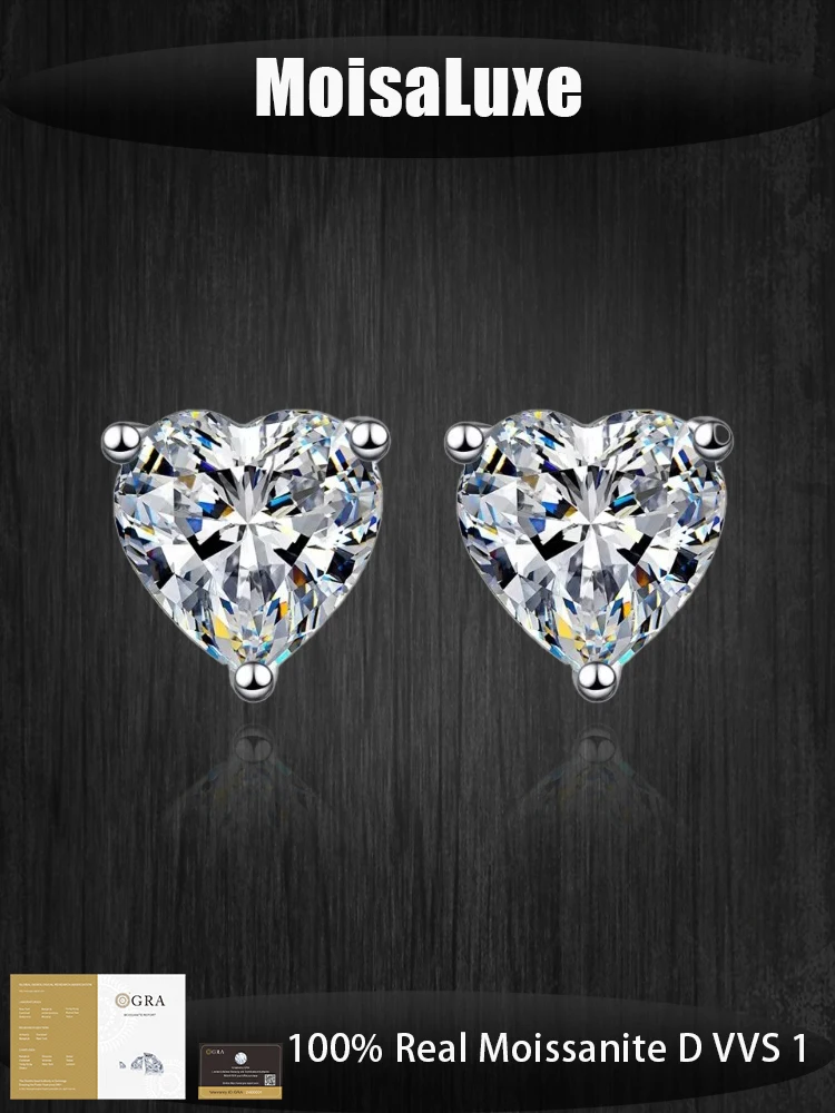 MoisaLuxe Official Store GRA Moissanite 925 sterling silver earrings Heart-shaped Fashion Jewelry for Light luxury Women Hoops
MoisaLuxe Official Store GRA Moissanite 925 sterling silver earrings Heart-shaped Fashion Jewelry for Light luxury Women Hoops