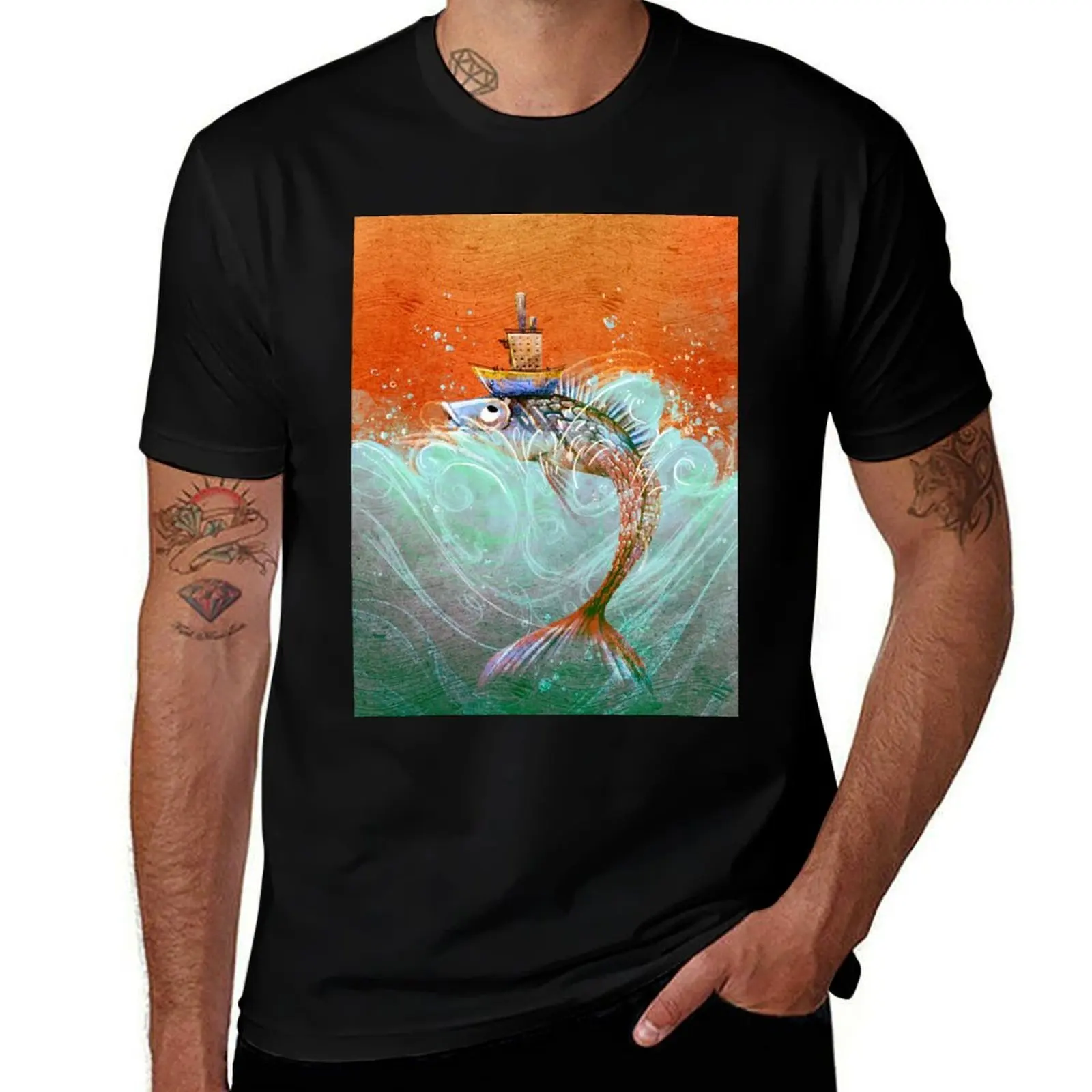 The Fish with the Boat Hat T-Shirt funny shirt cotton summer shirt sports fans Men's clothing
The Fish with the Boat Hat T-Shirt funny shirt cotton summer shirt sports fans Men's clothing
