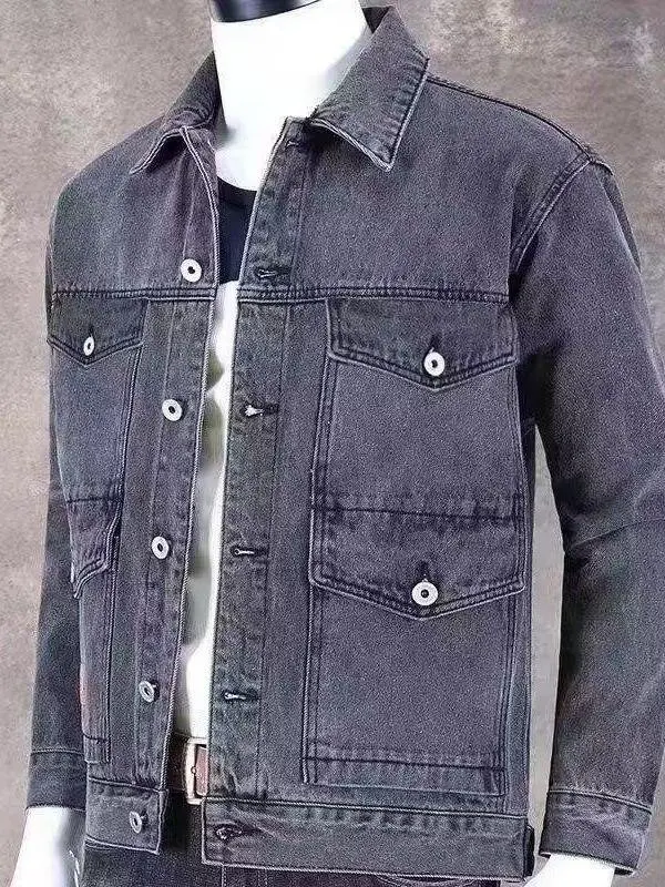 Loose Men's Denim Jaet Spring Autumn Trendy Workwear Top Stand Fit Water Waed Casual Sle ort Sve Outerwear
Loose Men's Denim Jaet Spring Autumn Trendy Workwear Top Stand Fit Water Waed Casual Sle ort Sve Outerwear