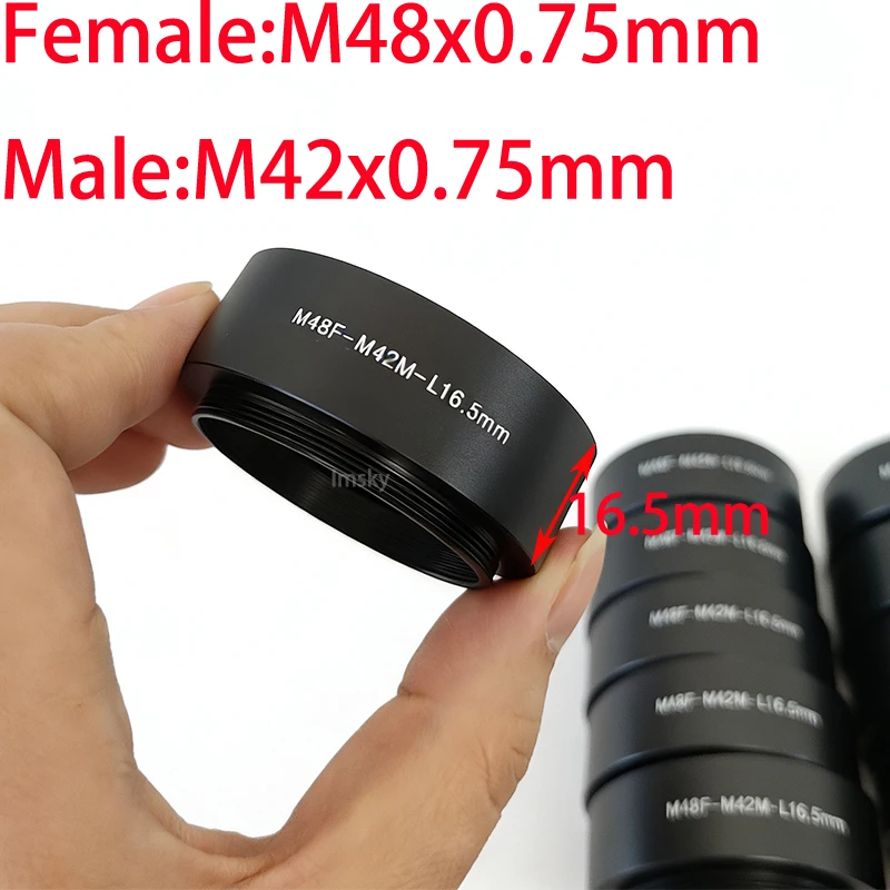 M48-M42 (16,5 мм) M48X0,75 с внутренней резьбой для адаптера телескопа с наружной резьбой M42X0,75, металлическое кольцо для камер ZWO/QHY
M48-M42 (16,5 мм) M48X0,75 с внутренней резьбой для адаптера телескопа с наружной резьбой M42X0,75, металлическое кольцо для камер ZWO/QHY