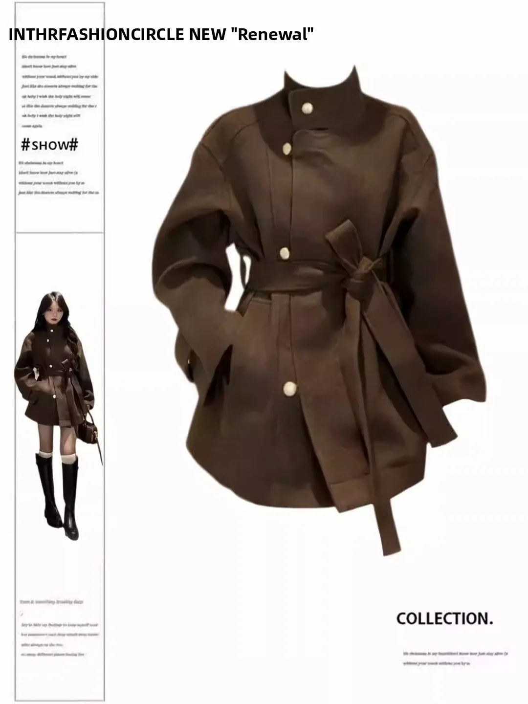 Ретро-пальто из шерсти с воротником-стойкой для женщин, весна-осень, новинка, большие размеры, для полных женщин, с поясом на талии, стройнящая верхняя одежда
Ретро-пальто из шерсти с воротником-стойкой для женщин, весна-осень, новинка, большие размеры, для полных женщин, с поясом на талии, стройнящая верхняя одежда