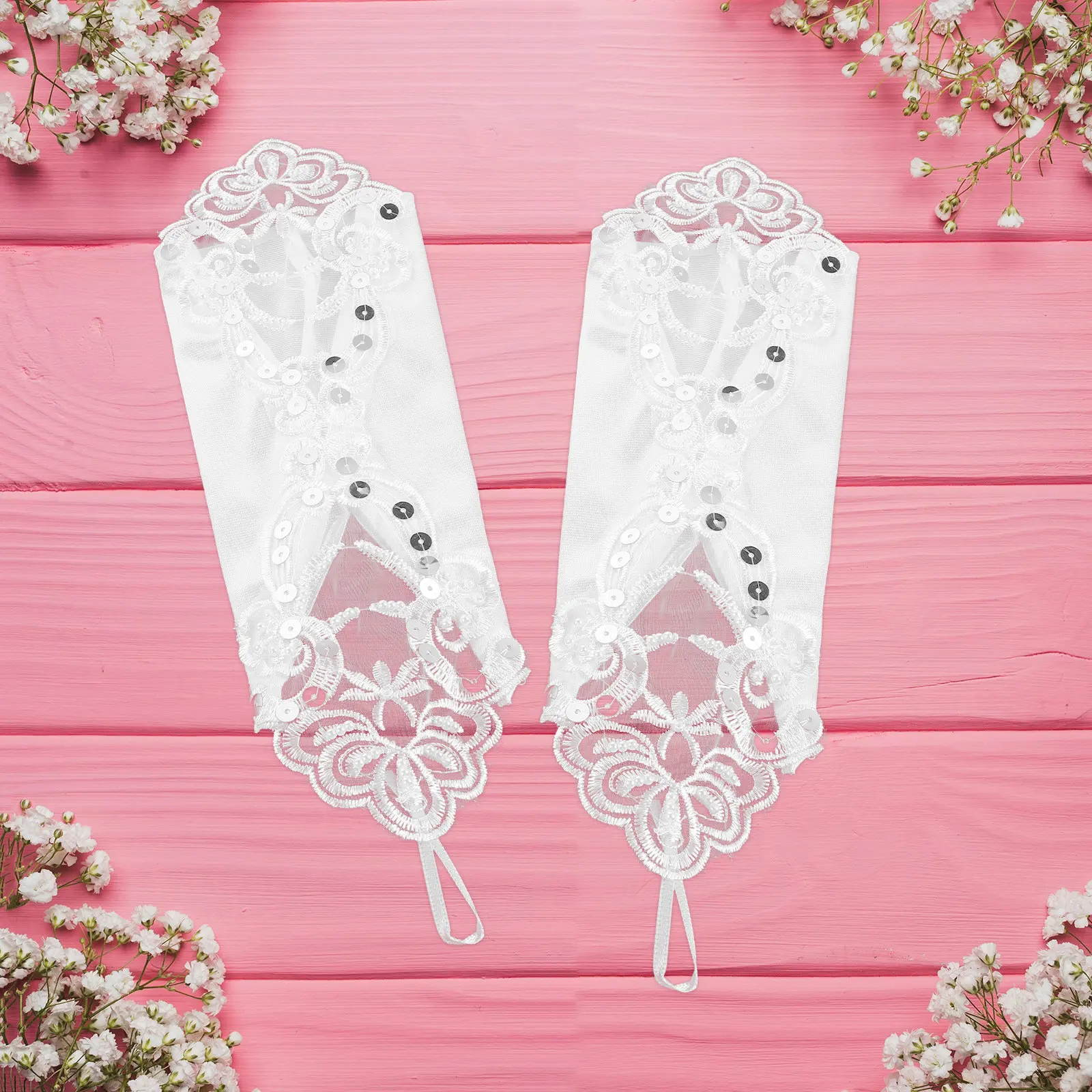 1Pair Bridal Lace Fingerless Gloves Elegant White Floral Lace Arm Sleeves Wedding Gloves for Women Bride Dress Accessory
1Pair Bridal Lace Fingerless Gloves Elegant White Floral Lace Arm Sleeves Wedding Gloves for Women Bride Dress Accessory