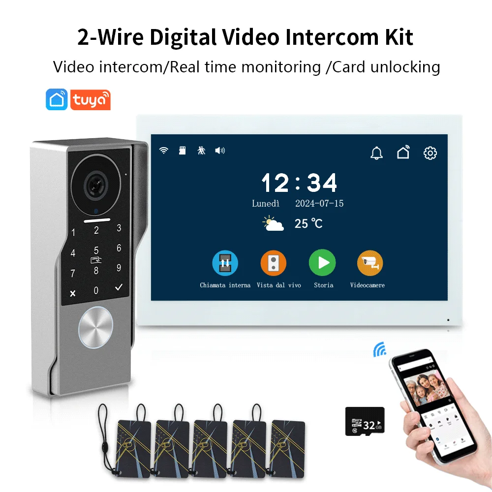 Anjielo 2-проводной умный видеодомофон TUYA, проводная водонепроницаемая камера 1080P, WIFI, 7/10 дюймов, IPS сенсорный экран, поддержка IP-видеонаблюдения
Anjielo 2-проводной умный видеодомофон TUYA, проводная водонепроницаемая камера 1080P, WIFI, 7/10 дюймов, IPS сенсорный экран, поддержка IP-видеонаблюдения