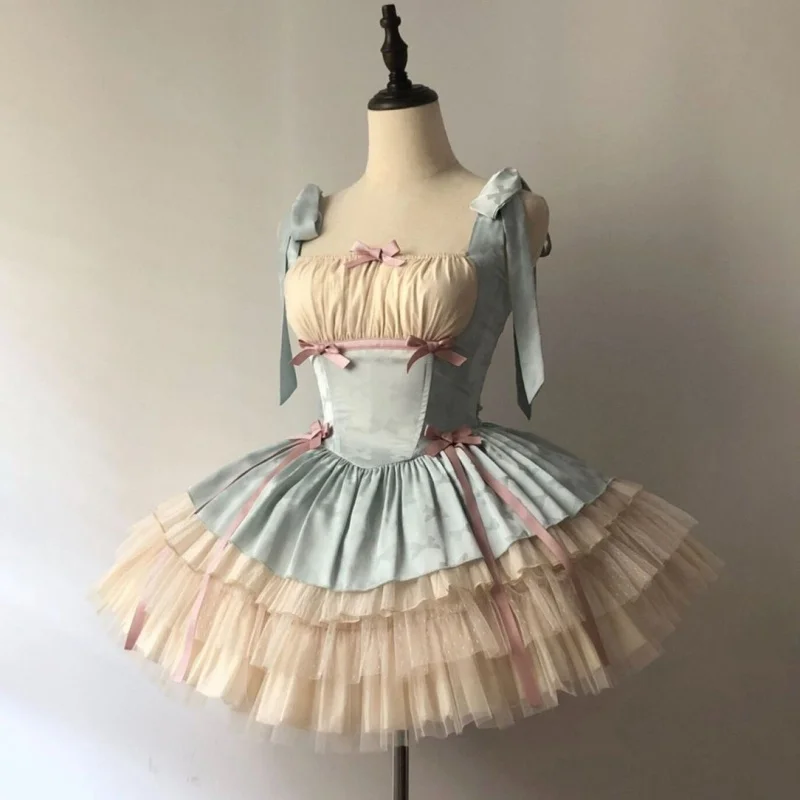 Women Vintage Y2K Sweet Lolita JSK Dress, Bow Ribbon Decor Kawaii Japanese Princess Party Dress, Ballet Mesh Mini Dress for Girl
Women Vintage Y2K Sweet Lolita JSK Dress, Bow Ribbon Decor Kawaii Japanese Princess Party Dress, Ballet Mesh Mini Dress for Girl