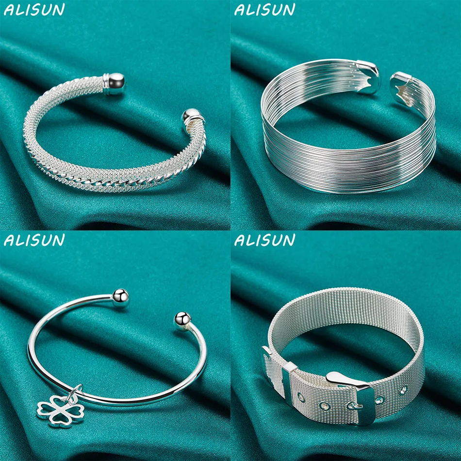 ALISUN 925 Sterling Silver Bangle Geometric Bracelet For Women Fashion Jewelry Charm Grace Noble Wedding Accessories
ALISUN 925 Sterling Silver Bangle Geometric Bracelet For Women Fashion Jewelry Charm Grace Noble Wedding Accessories