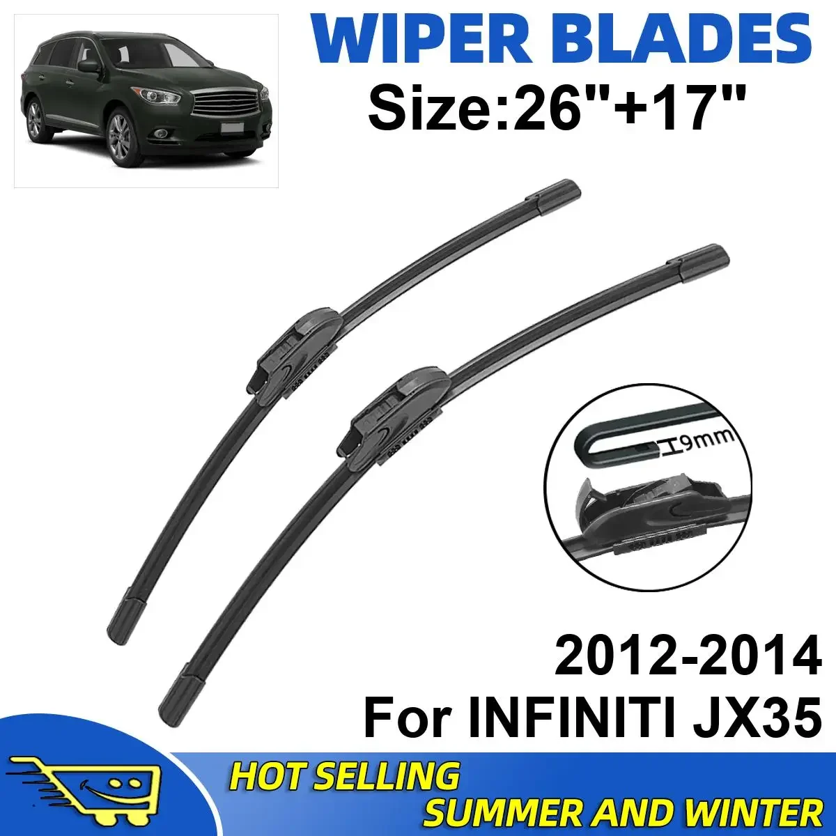 2PCS Wiper Blades Set Kit For INFINITI JX35 2012-2014 Front Windshield Brushes Windscreen Window Accessories
2PCS Wiper Blades Set Kit For INFINITI JX35 2012-2014 Front Windshield Brushes Windscreen Window Accessories