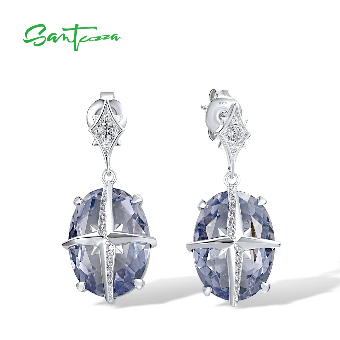 SANTUZZA Pure 925 Sterling Silver Stud Earrings For Women Sparkling Purple Stone White CZ Elegant Wedding Simple Fine Jewelry
SANTUZZA Pure 925 Sterling Silver Stud Earrings For Women Sparkling Purple Stone White CZ Elegant Wedding Simple Fine Jewelry
