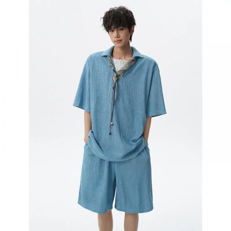 Men's Textured Short Sleeve Shirt and Shorts Set Summer Breathable Loose Fit Matching Outfit Casual Streetwear Two-Piece Set Man
Men's Textured Short Sleeve Shirt and Shorts Set Summer Breathable Loose Fit Matching Outfit Casual Streetwear Two-Piece Set Man