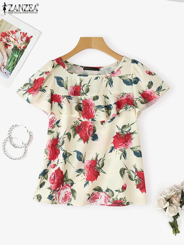 ZANZEA 2025 Women Bohemian Summer Beach Blouse Tunic Fashion Short Sleeve Ruffled Shirts Casual Floral Printed Tops Blusas Femme
ZANZEA 2025 Women Bohemian Summer Beach Blouse Tunic Fashion Short Sleeve Ruffled Shirts Casual Floral Printed Tops Blusas Femme