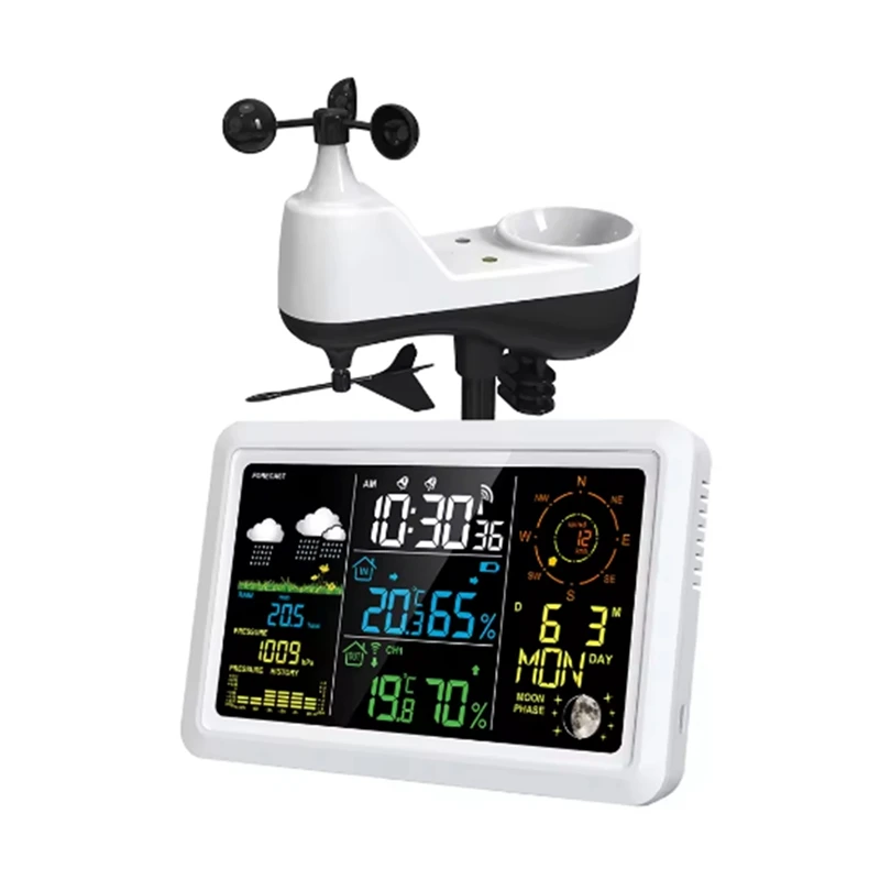 A74P-7.5In LCD Screen Weather Station With Outdoor Sensor Indoor Outdoor Thermometer Wind Speed And Direction Moon Phase
A74P-7.5In LCD Screen Weather Station With Outdoor Sensor Indoor Outdoor Thermometer Wind Speed And Direction Moon Phase