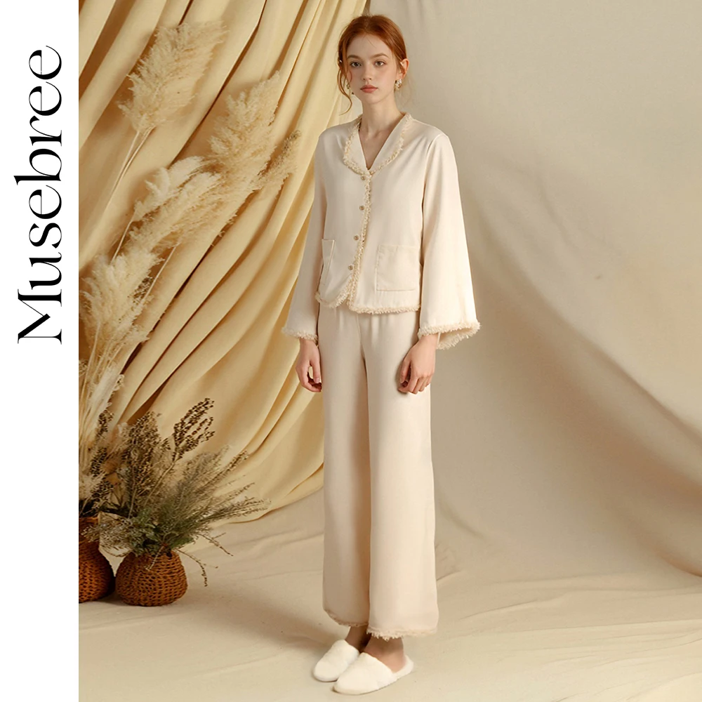 Musebree Women's French Romantic Pajama Sets Ladies Elegant Long Sleeve Pajamas Spring Sleepwear Nightwear Women Loungewear Set
Musebree Women's French Romantic Pajama Sets Ladies Elegant Long Sleeve Pajamas Spring Sleepwear Nightwear Women Loungewear Set