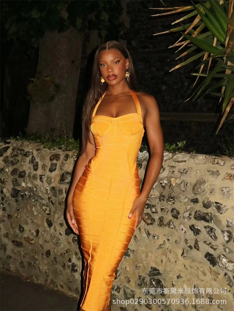 Bright Yellow Bandage Women Prom Dress Sexy Halter Sleeveless Backless Sheath Slim Party Gown Formal Red Carpet Evening Robes
Bright Yellow Bandage Women Prom Dress Sexy Halter Sleeveless Backless Sheath Slim Party Gown Formal Red Carpet Evening Robes