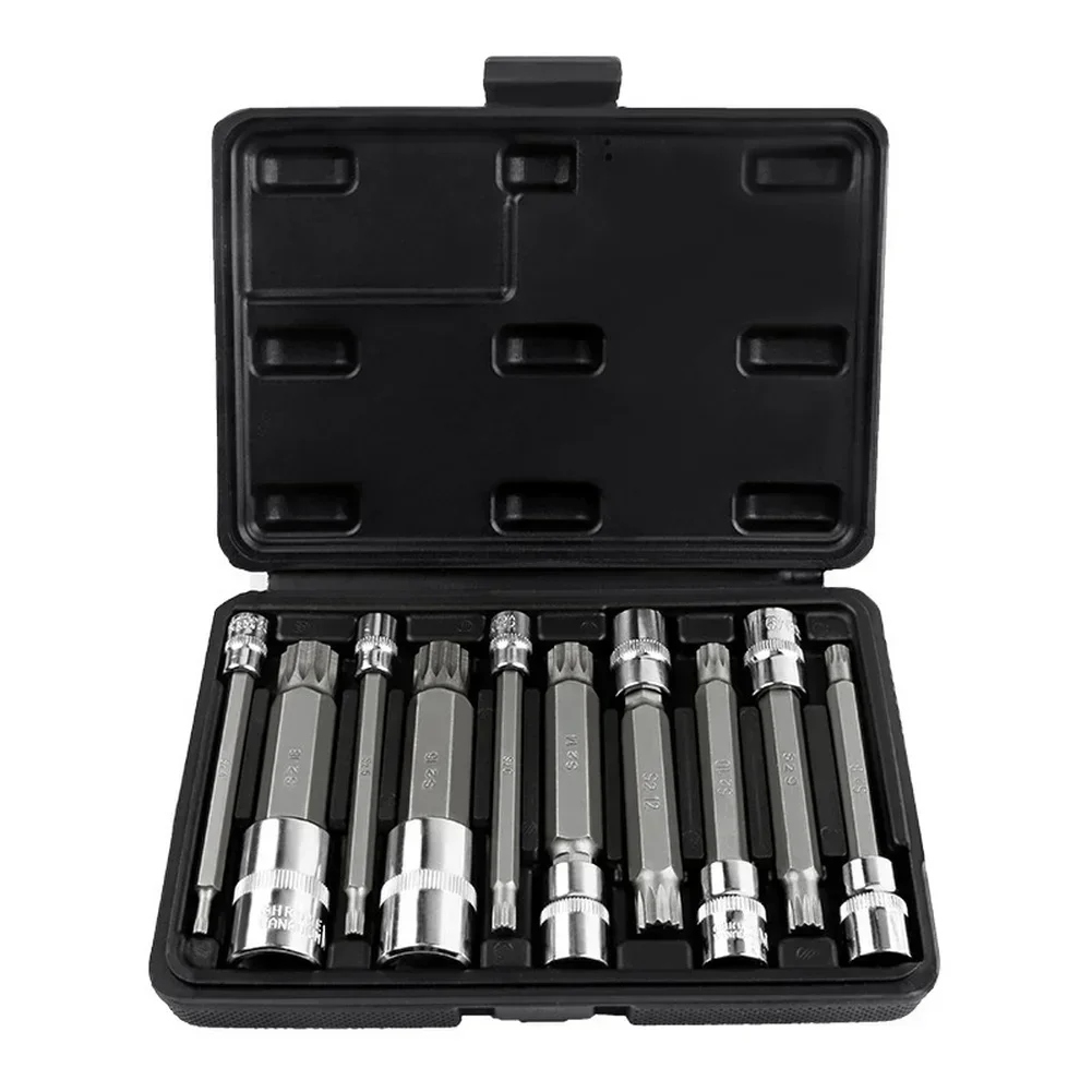 10pcs 12 Point High-Strength Steel Socket Wrench Set With Extended Handle Sockets Sleeve Nozzles Nut Driver Set Socket Adapter
10pcs 12 Point High-Strength Steel Socket Wrench Set With Extended Handle Sockets Sleeve Nozzles Nut Driver Set Socket Adapter
