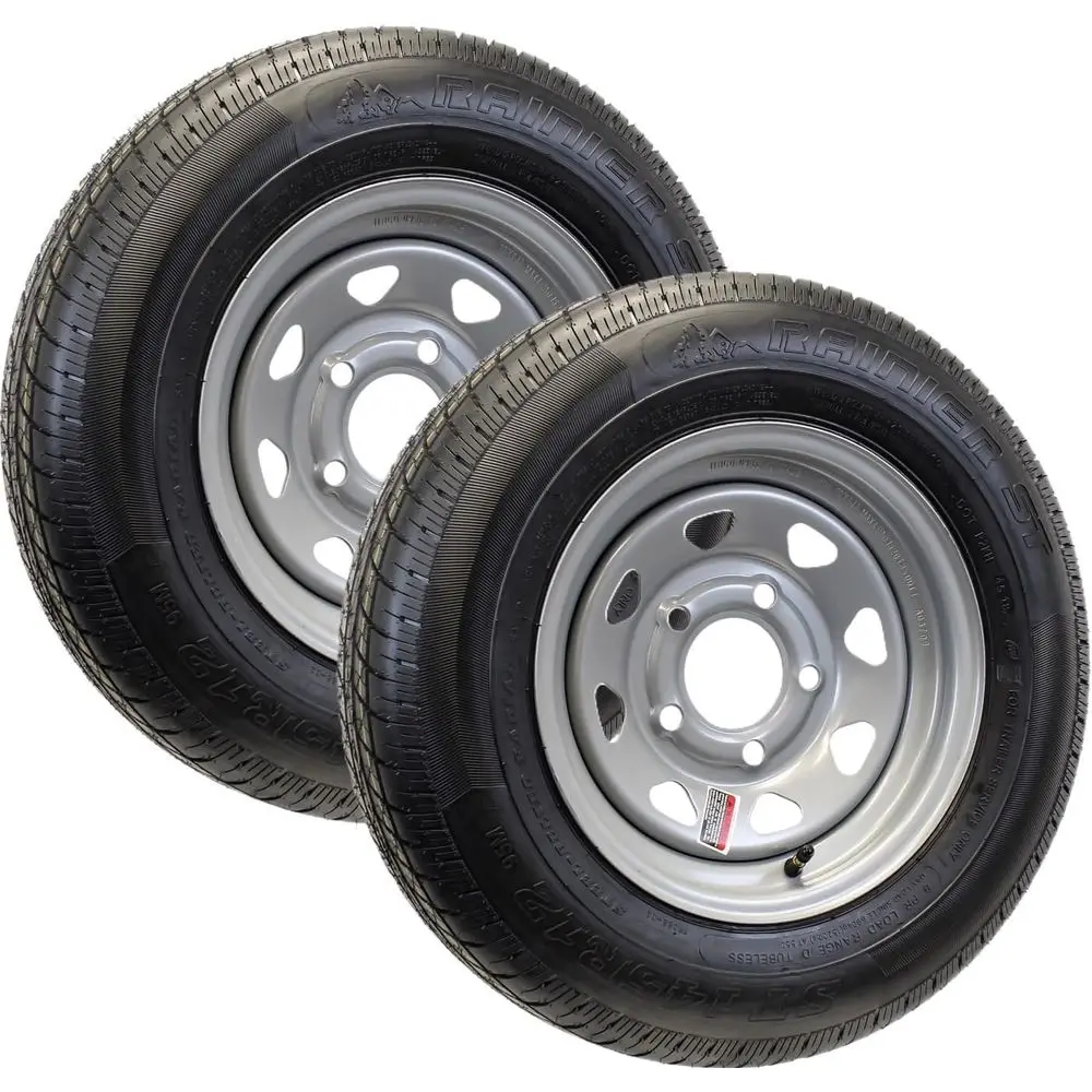 2-Pack 12 Inch Radial Trailer Tires with 5 Lug Silver Grey Wheels - 6-Year Warranty
2-Pack 12 Inch Radial Trailer Tires with 5 Lug Silver Grey Wheels - 6-Year Warranty