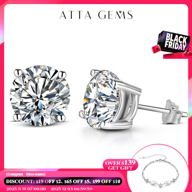 ATTAGEMS 2 Carat 8.0mm D Color Moissanite Stud Earrings For Women Top Quality 100% 925 Sterling Silver Sparkling Wedding Jewelry
ATTAGEMS 2 Carat 8.0mm D Color Moissanite Stud Earrings For Women Top Quality 100% 925 Sterling Silver Sparkling Wedding Jewelry