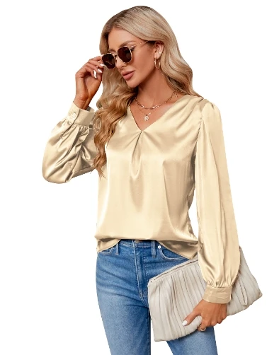 Women's Elegant Urban Blouses 2025 Autumn Winter Latest Temperament Loose Satin Pleated Long Sleeved Top V-Neck Satin Shirt
Women's Elegant Urban Blouses 2025 Autumn Winter Latest Temperament Loose Satin Pleated Long Sleeved Top V-Neck Satin Shirt